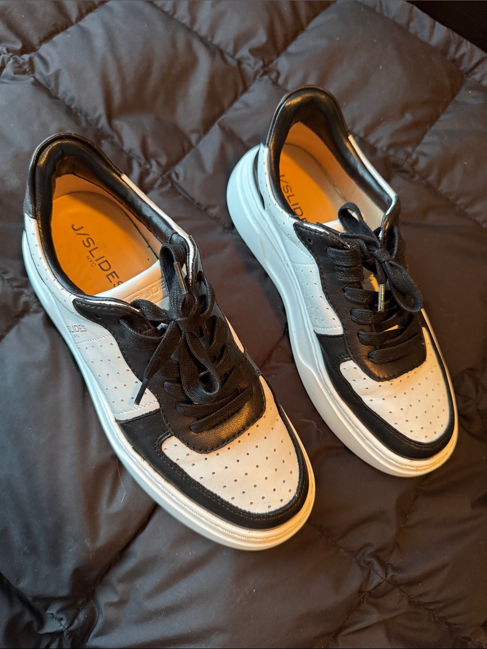 J/SLIDES Black and White Low-Top Women’s Sneakers